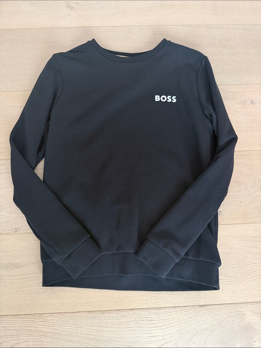 BOSS Boys Black Logo Crewneck Sweater